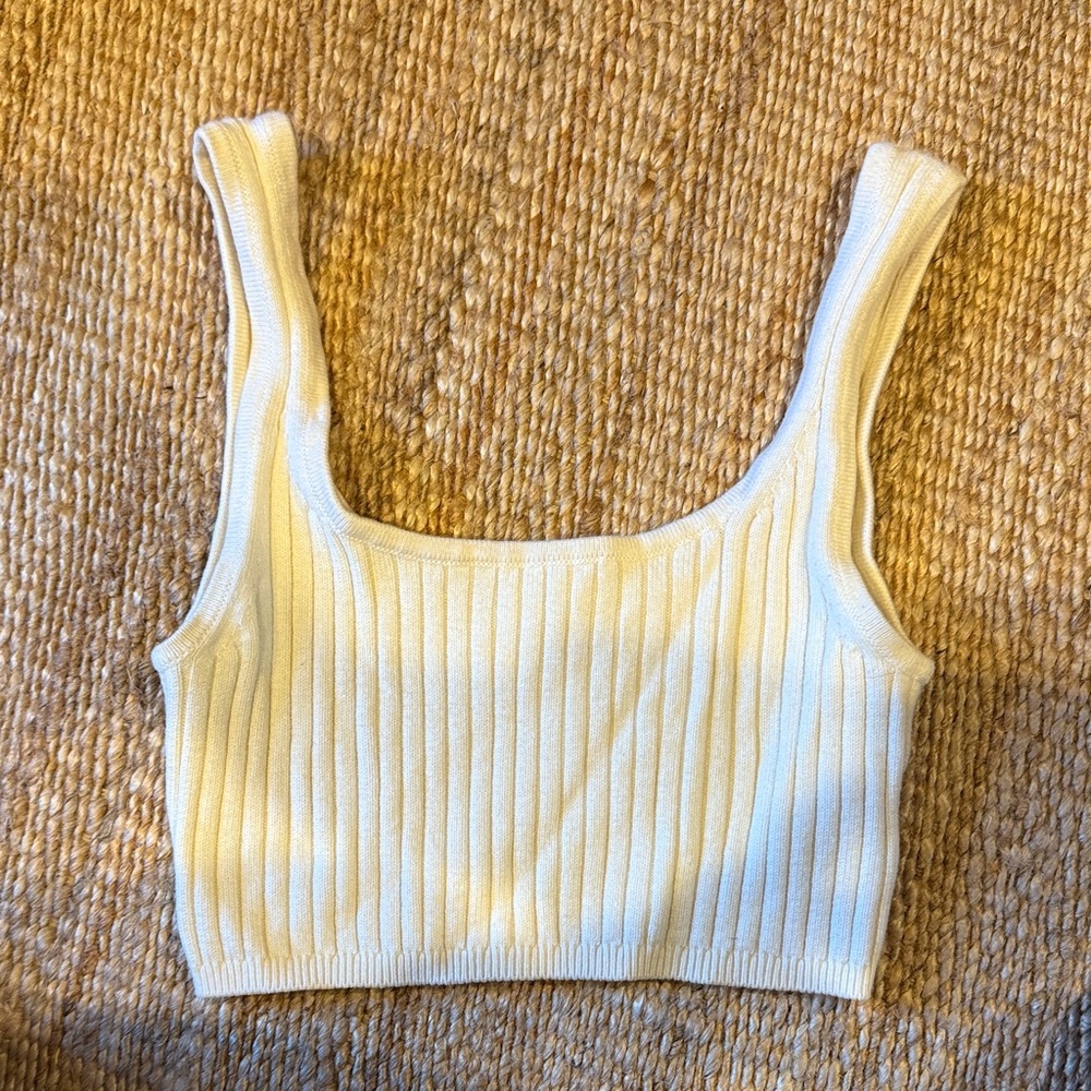 Wilfred Cream Ribbed Crop Top